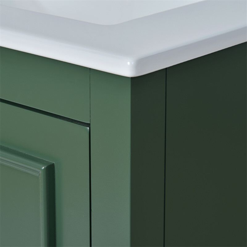 24” Bathroom Vanity with Ceramic Sink Combo Green Cabinet w/Doors & Drawers