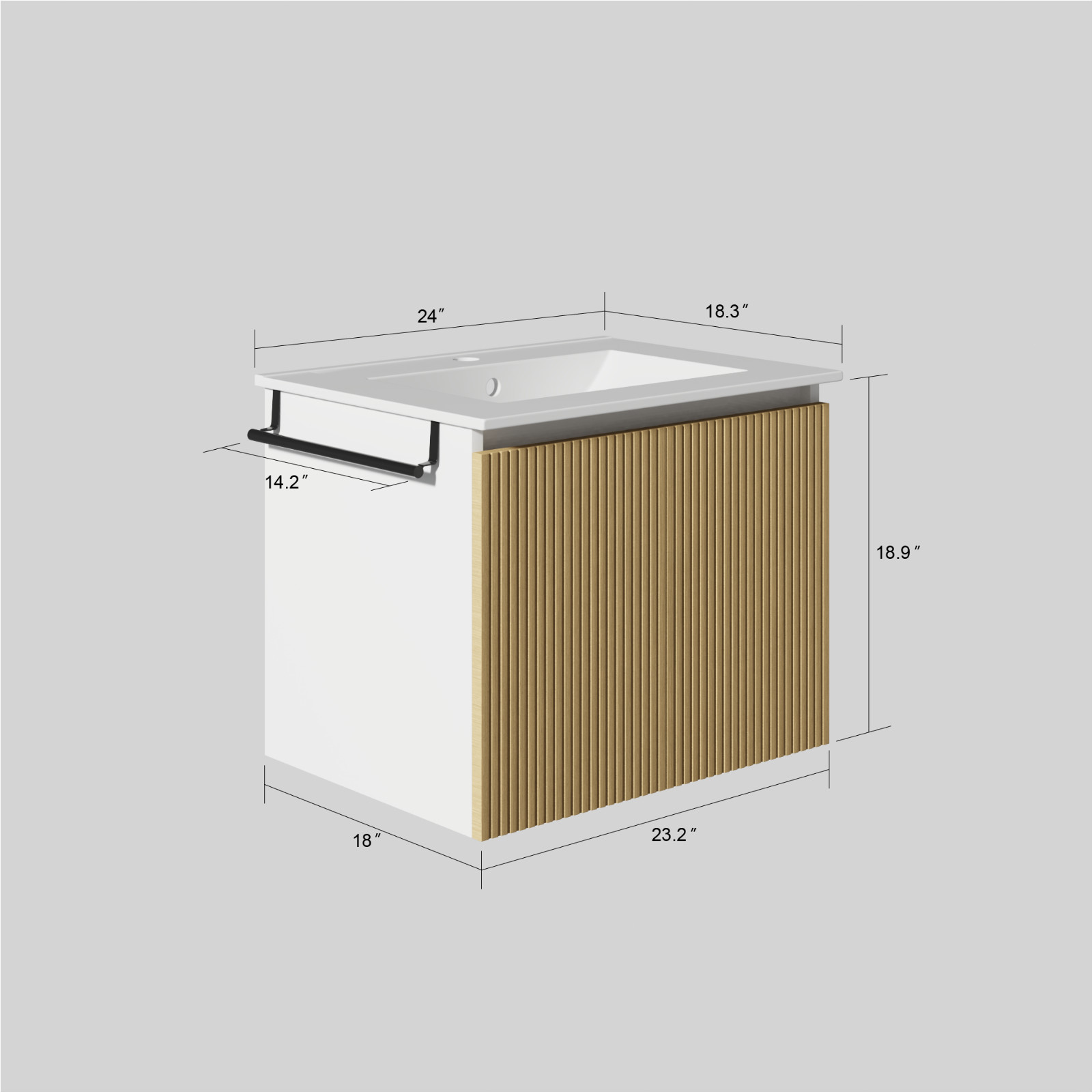 Goodyo 24 in Bathroom Vanity with Sink, Floating Wall-mount Cabinet with 2 Doors
