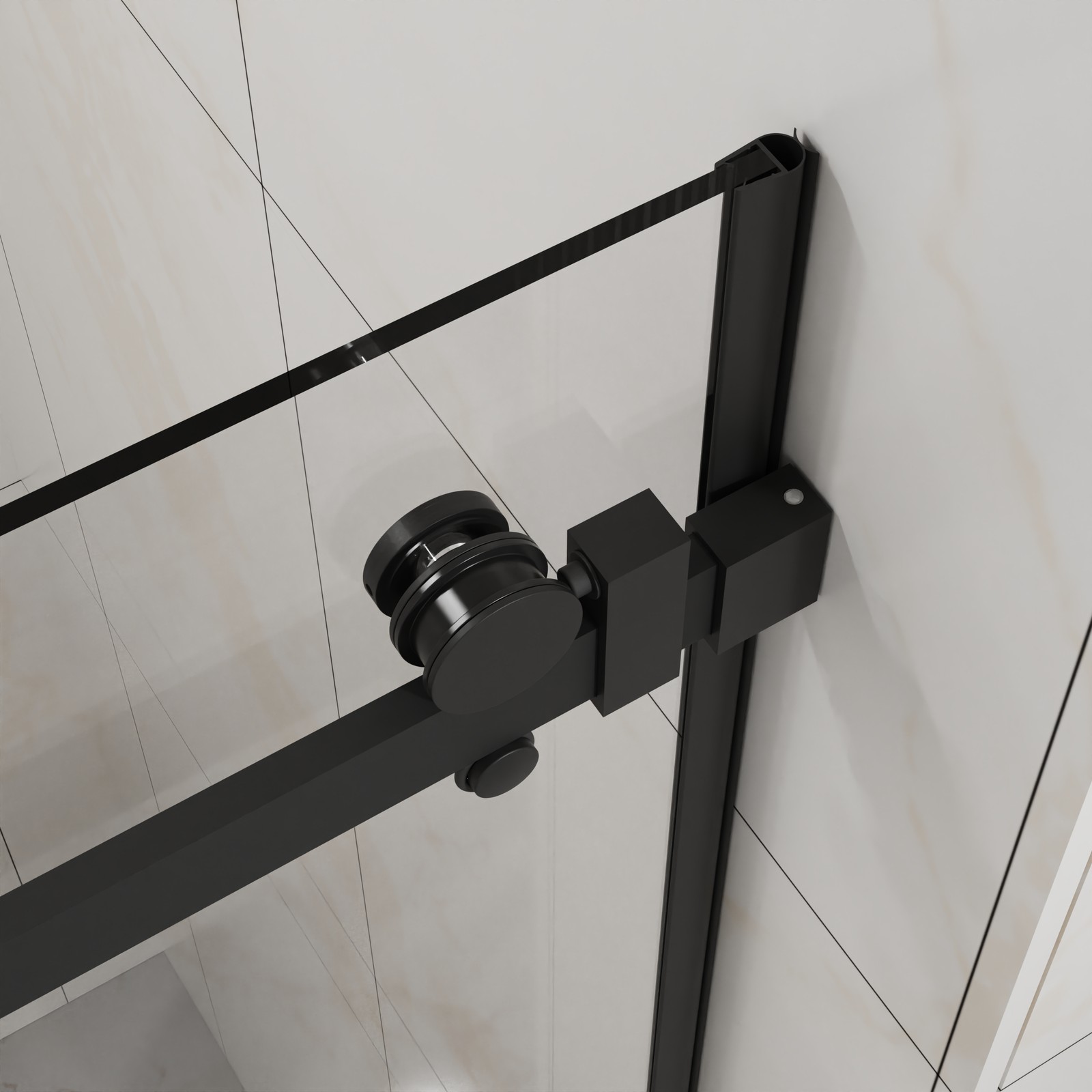 48″ W x 72″ H Sliding Shower Door, Frameless Sleek Glass Shower Door Matte Black