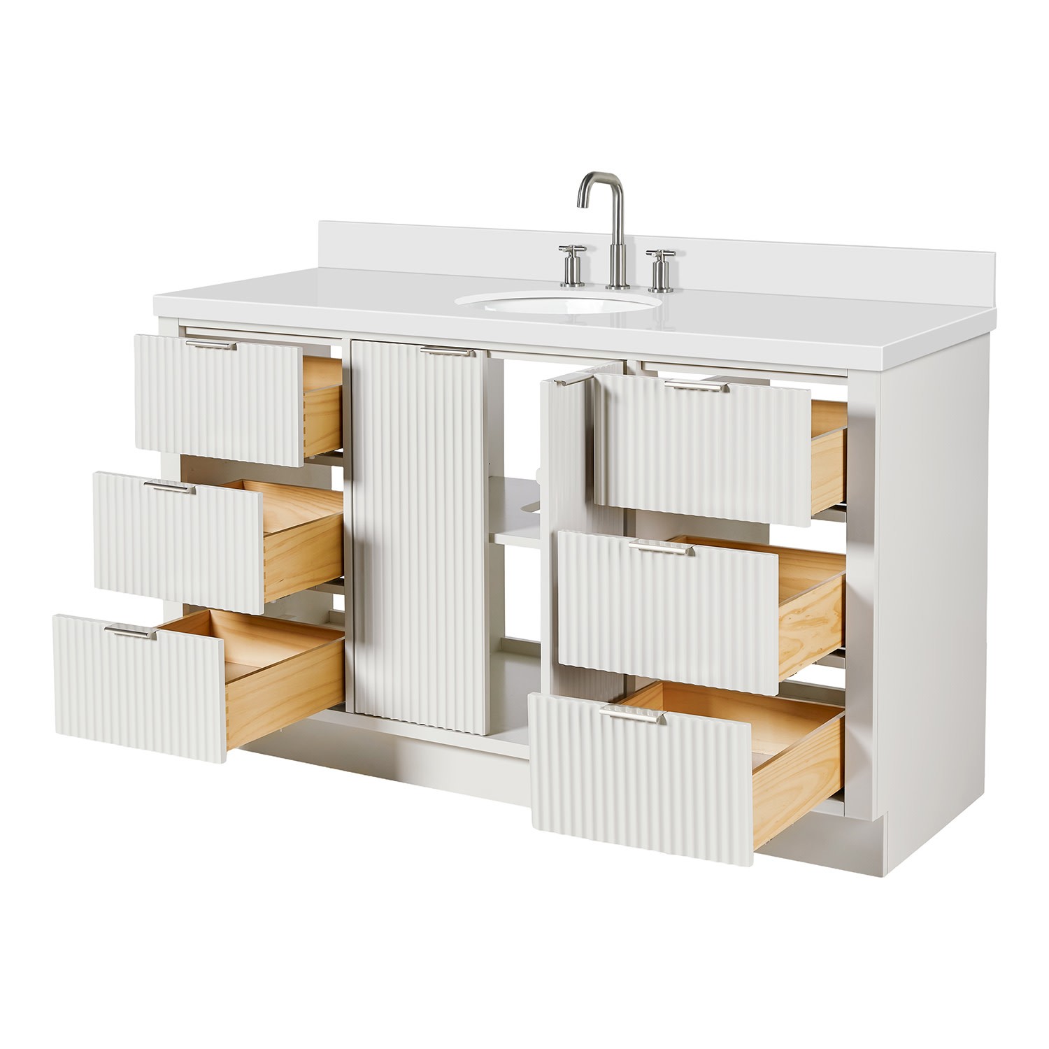 Ariel P61WQOVO Milan 61″ – Warm White / Pure White Quartz Top / Brushed Nickel