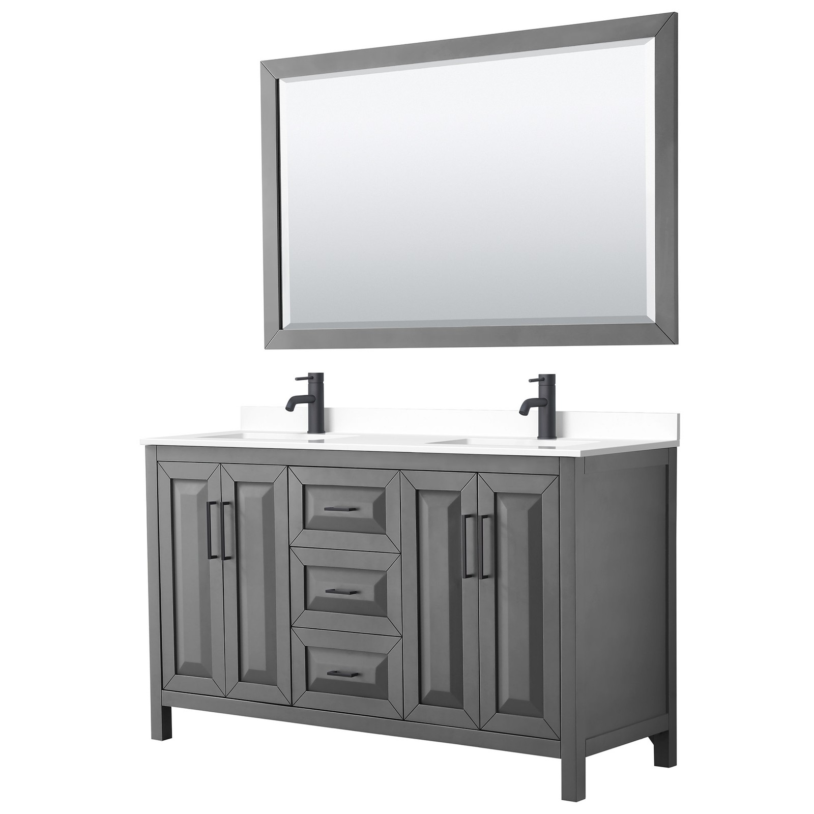 Wyndham Collection WCV252560D-VCA-M58 Daria 60″ – Dark Gray / White Cultured