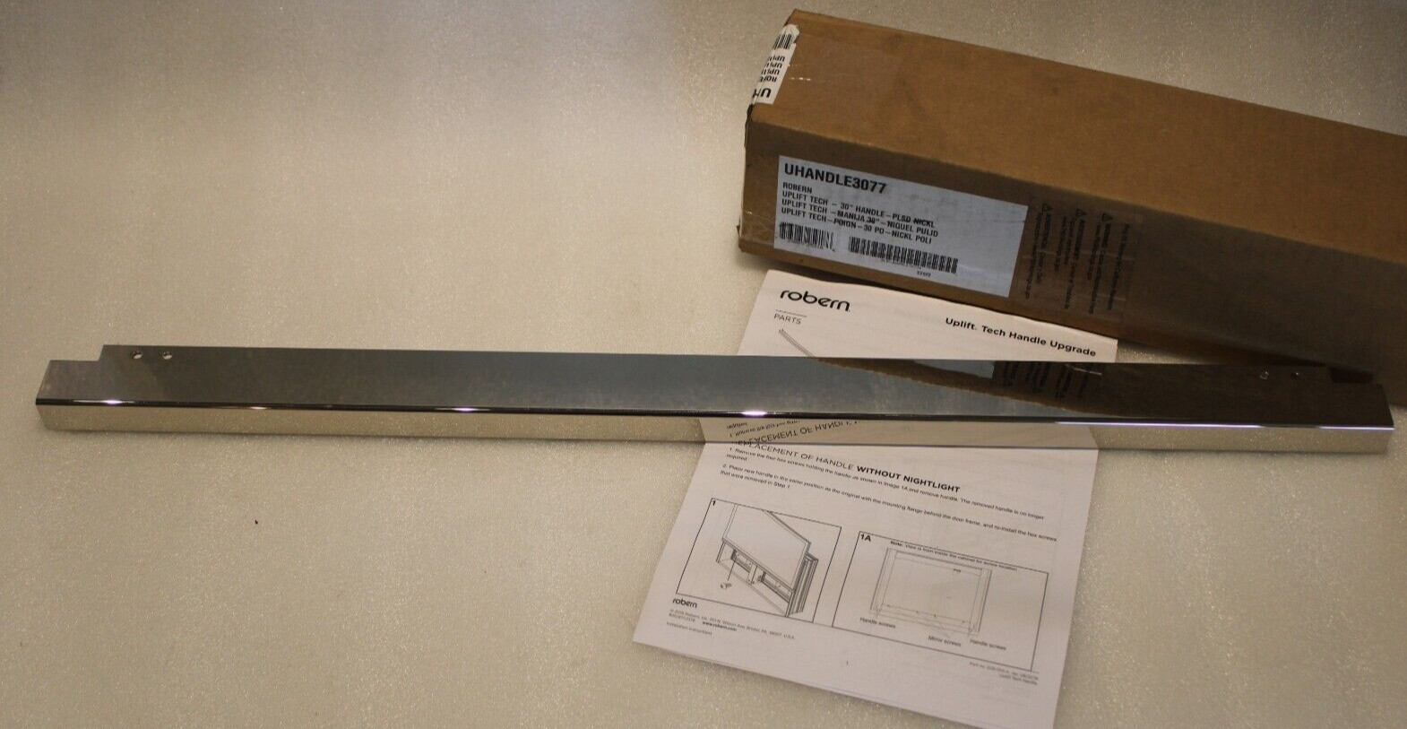 Robern UHANDLE3077 – UPLIFT TECH, 30″ HANDLE – Polished Nickel