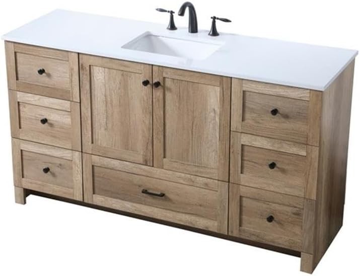 Elegant Kitchen and Bath 60 Inch SIngle Bathroom Vanity In Natural Oak
