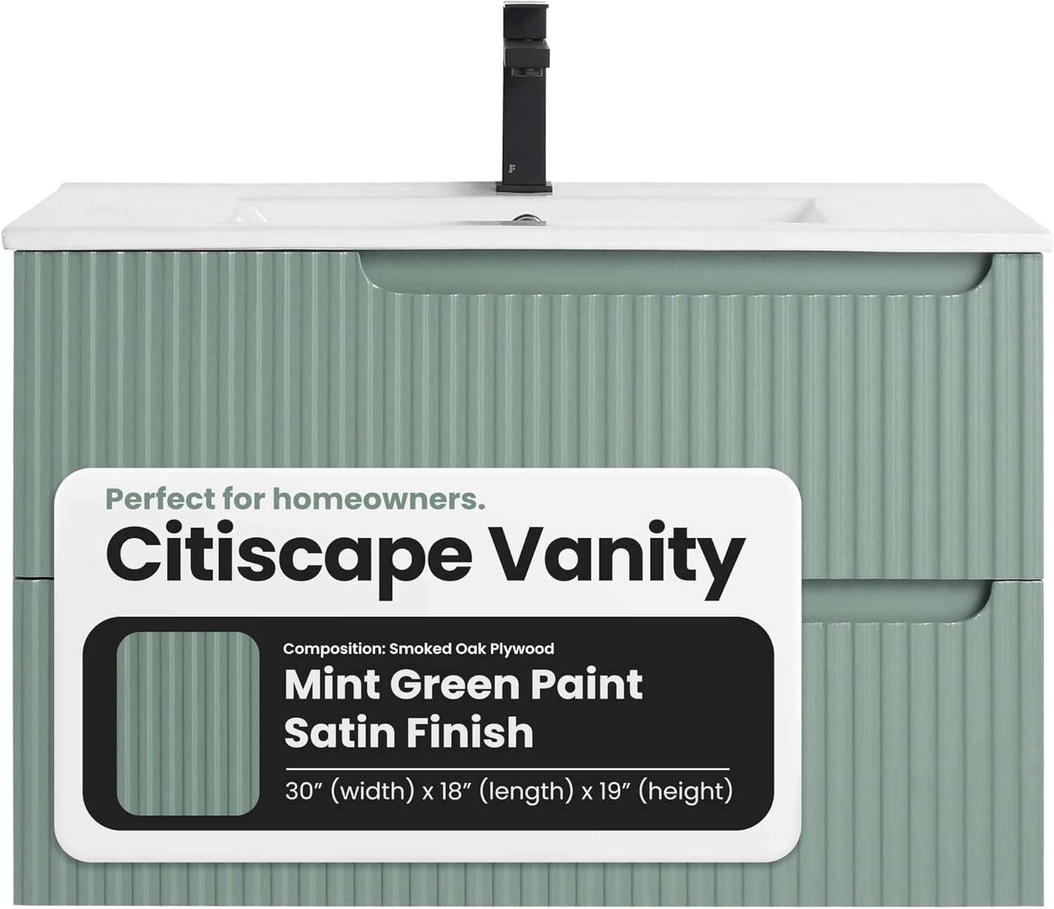Elegant Mint Green 30″ Bathroom Vanity with Sink – Modern Design