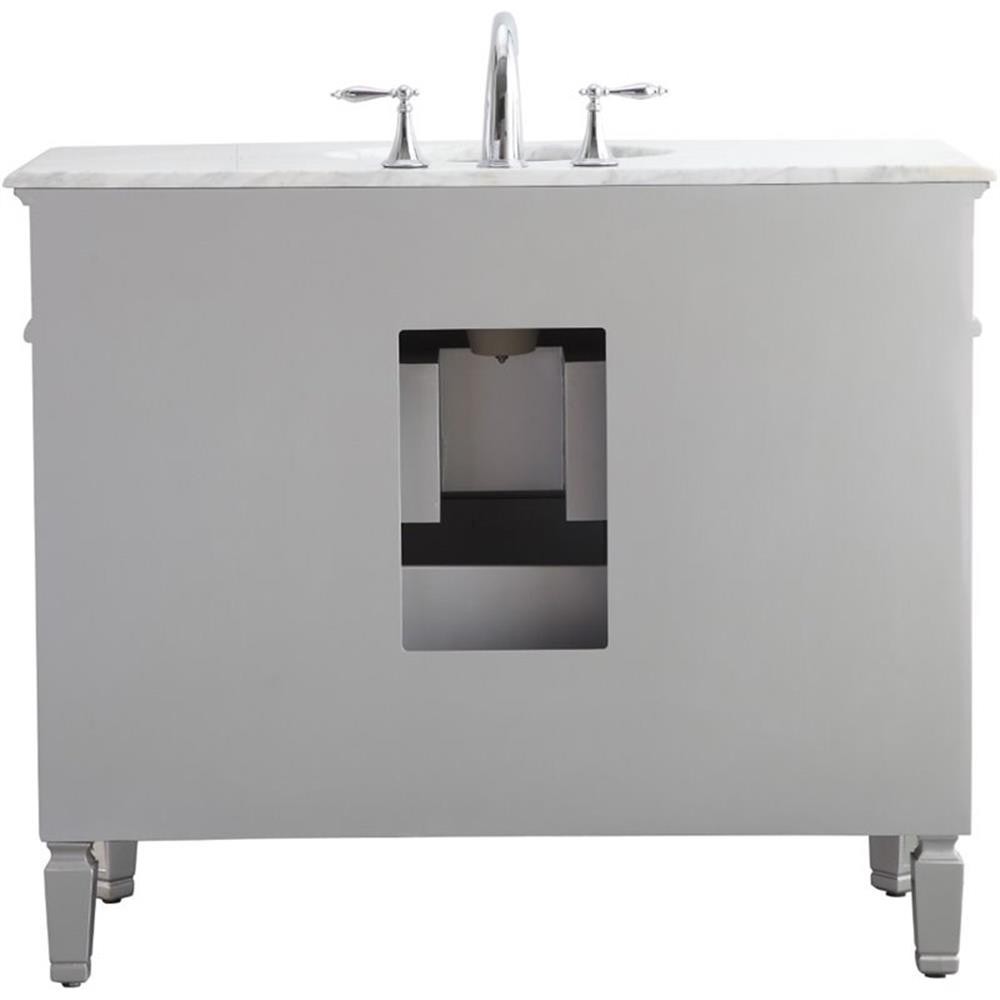 Elegant Decor Camille 42″ Single Marble Top Mirrored Bathroom Vanity in Silver