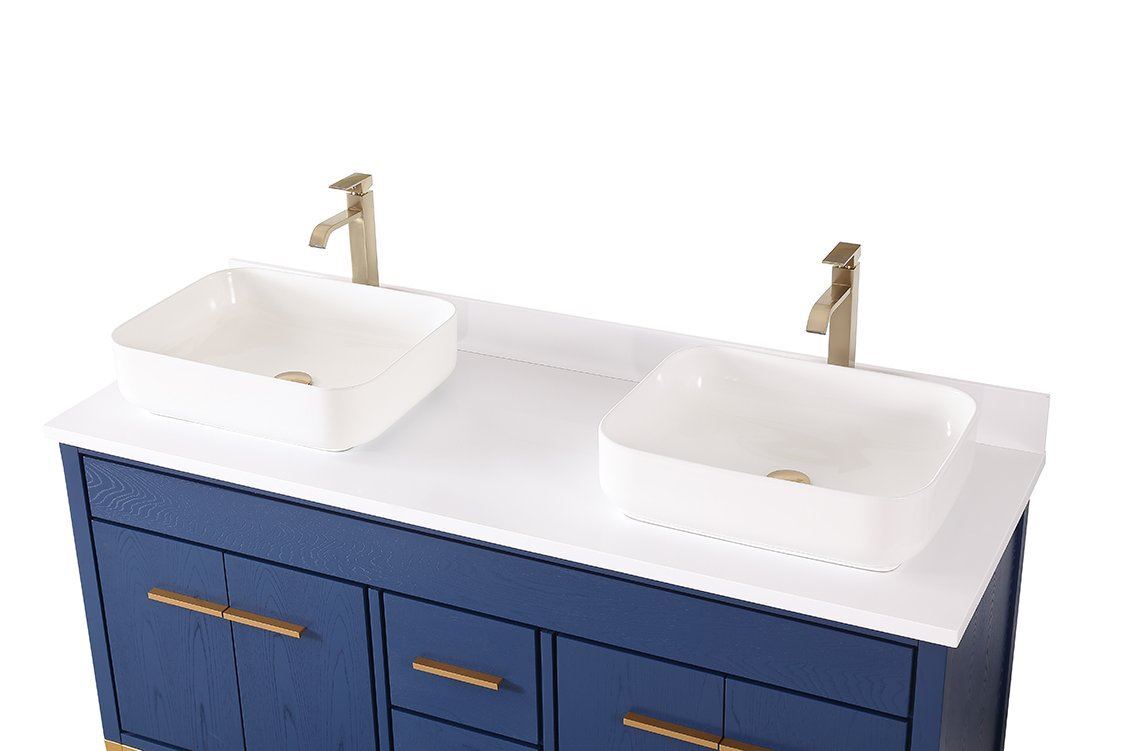 60″ Tennant Brand Navy Blue Beatrice Vessel Sink Bathroom Vanity 9960-VB60-QT