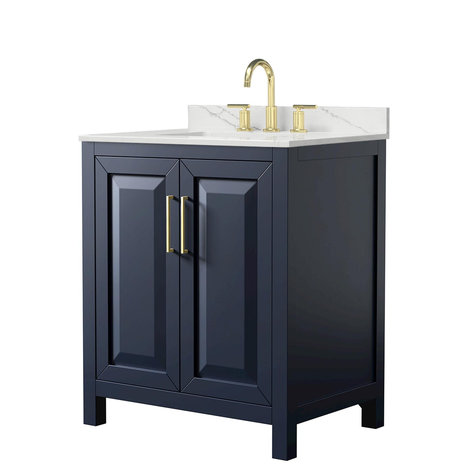 Wyndham Collection WCV252530S-QTZ-US3MXX Daria 30″ – Dark Blue / Giotto Quartz