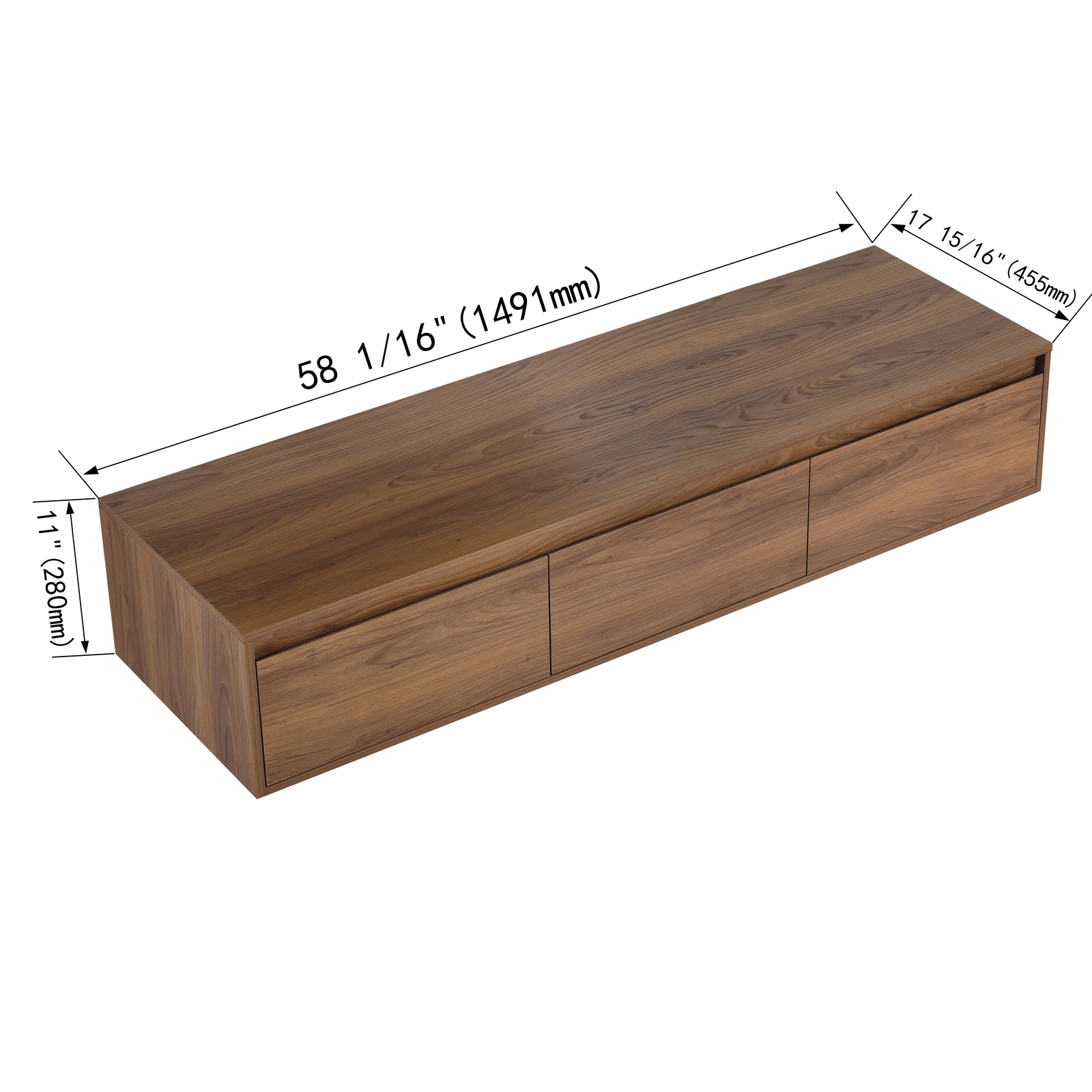 Modern 60″ Wall-Mount Bathroom Vanity Cabinet Plywood Sink Basin Not Included