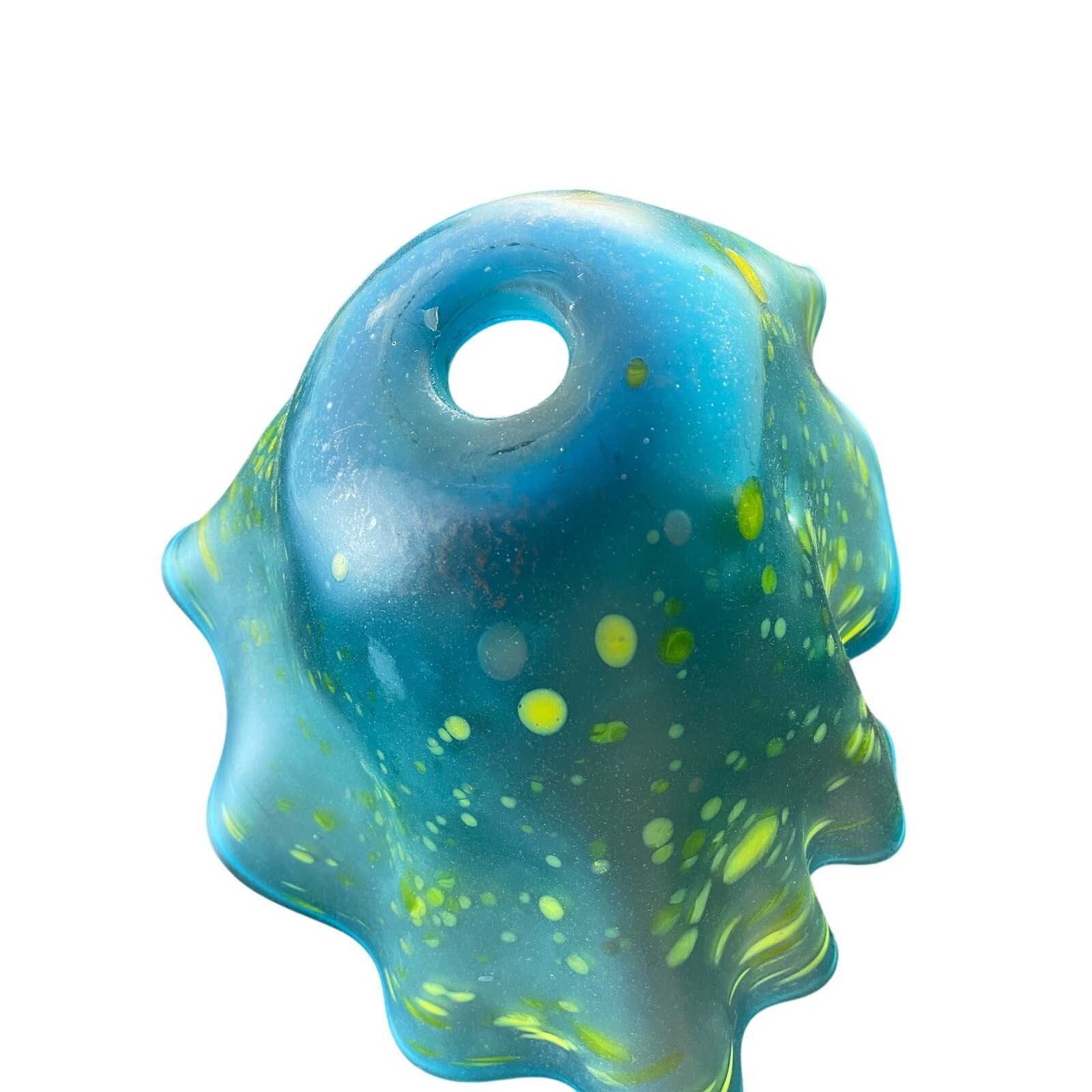 Sink Art Glass Vessel Turquoise Lime Green Swirl Hand Blown Bathroom Basin 22″