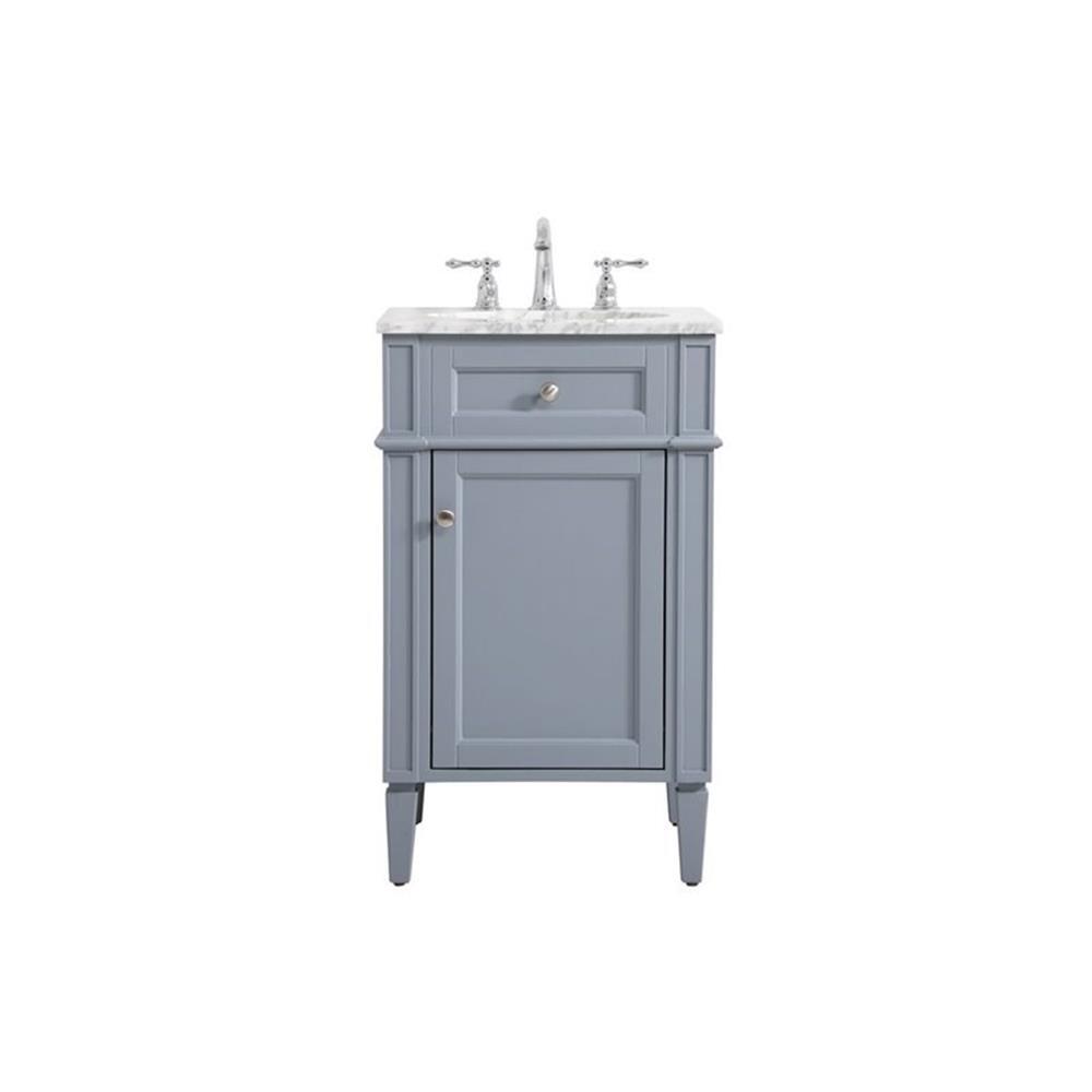 Elegant Decor Park Avenue 21″ Metal MDF Marble Single Bathroom Vanity in Gray