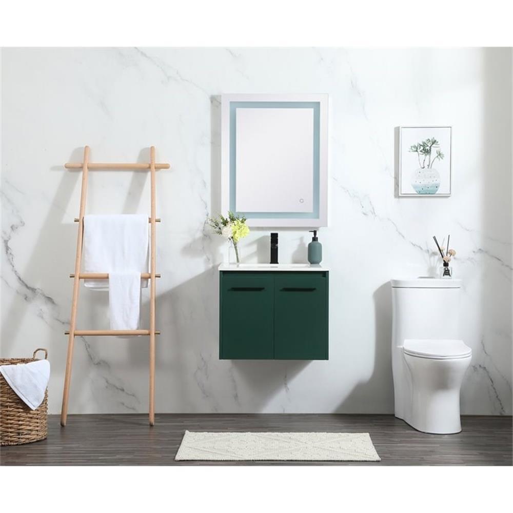 Elegant Decor Penn 24″ Aluminum Alloy MDF Single Bathroom Vanity in Green