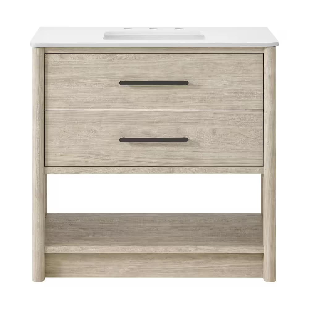 Camley 36 In. Single Sink Freestanding Sandstorm Bath Vanity with White Engineer