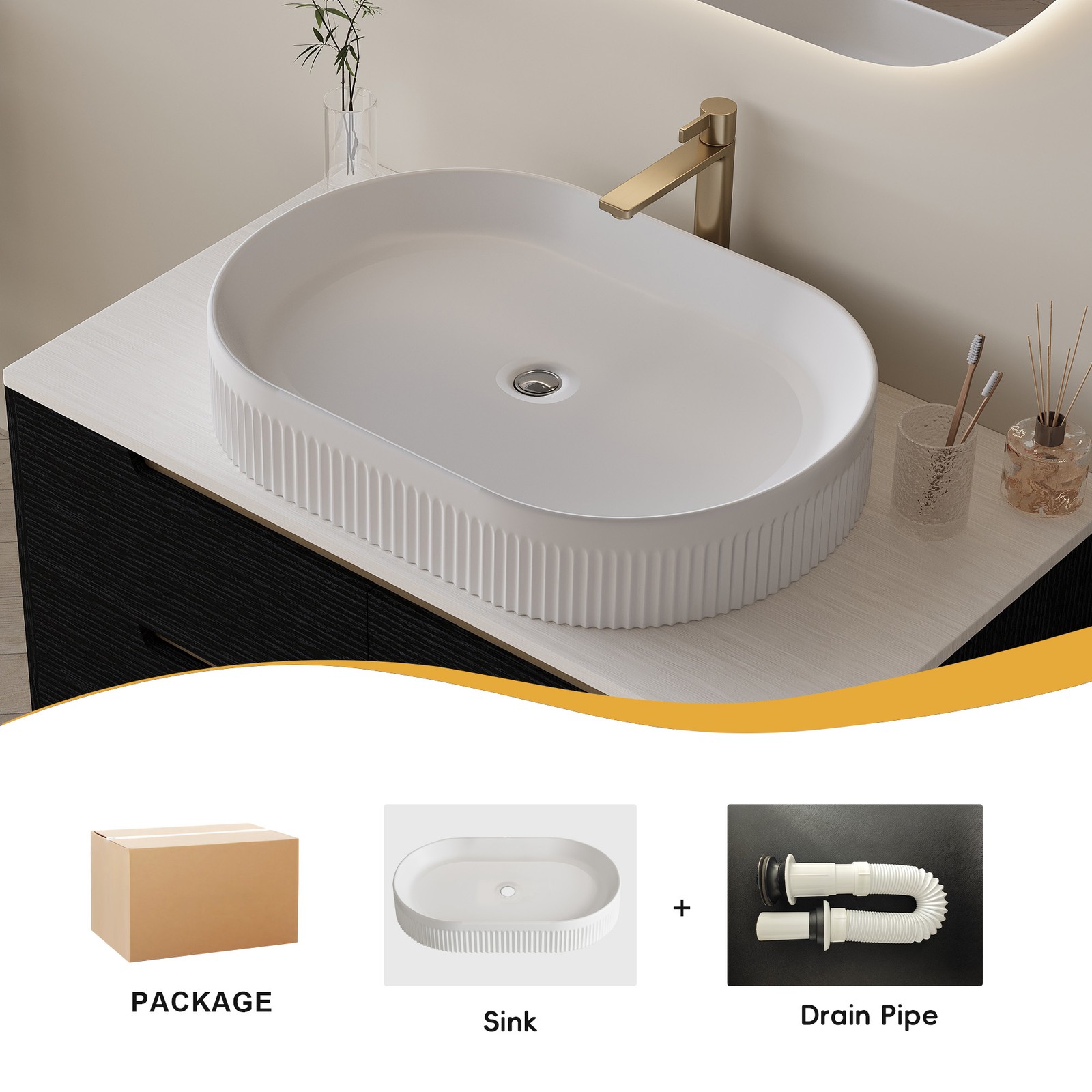 36 Inch Bathroom Vanity with Ceramic Sink & Soft-Close Drawers