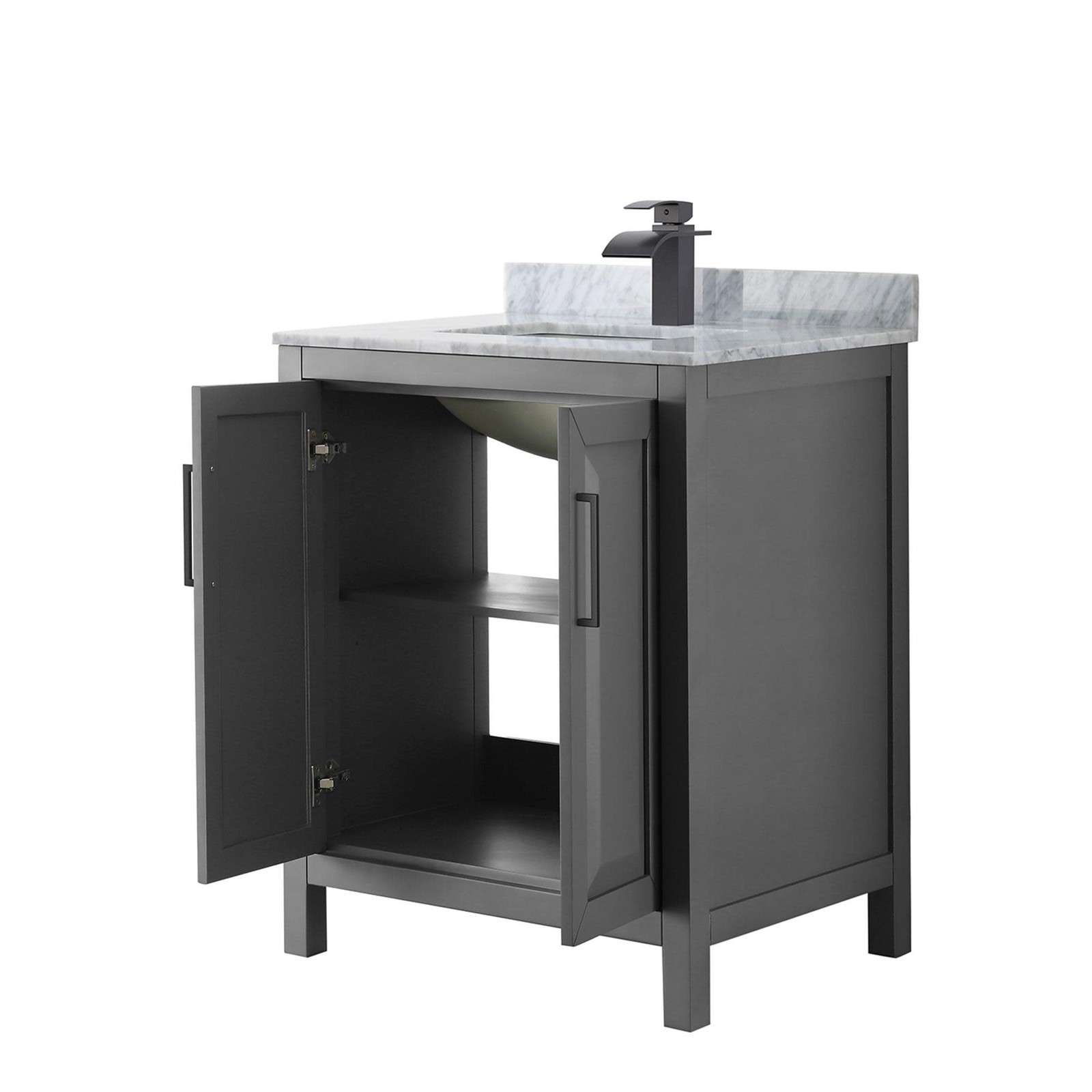 Wyndham Collection WCV252560SUNSM58 Daria 60″ – Dark Gray / White Carrara Marble