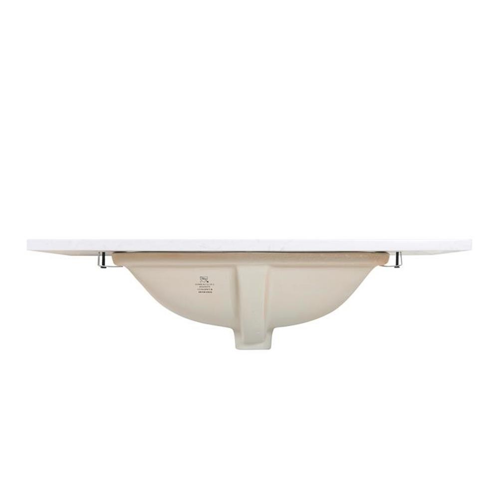 Pemberly Row 37″ Composite Stone Vanity Top in White with White Single Basin