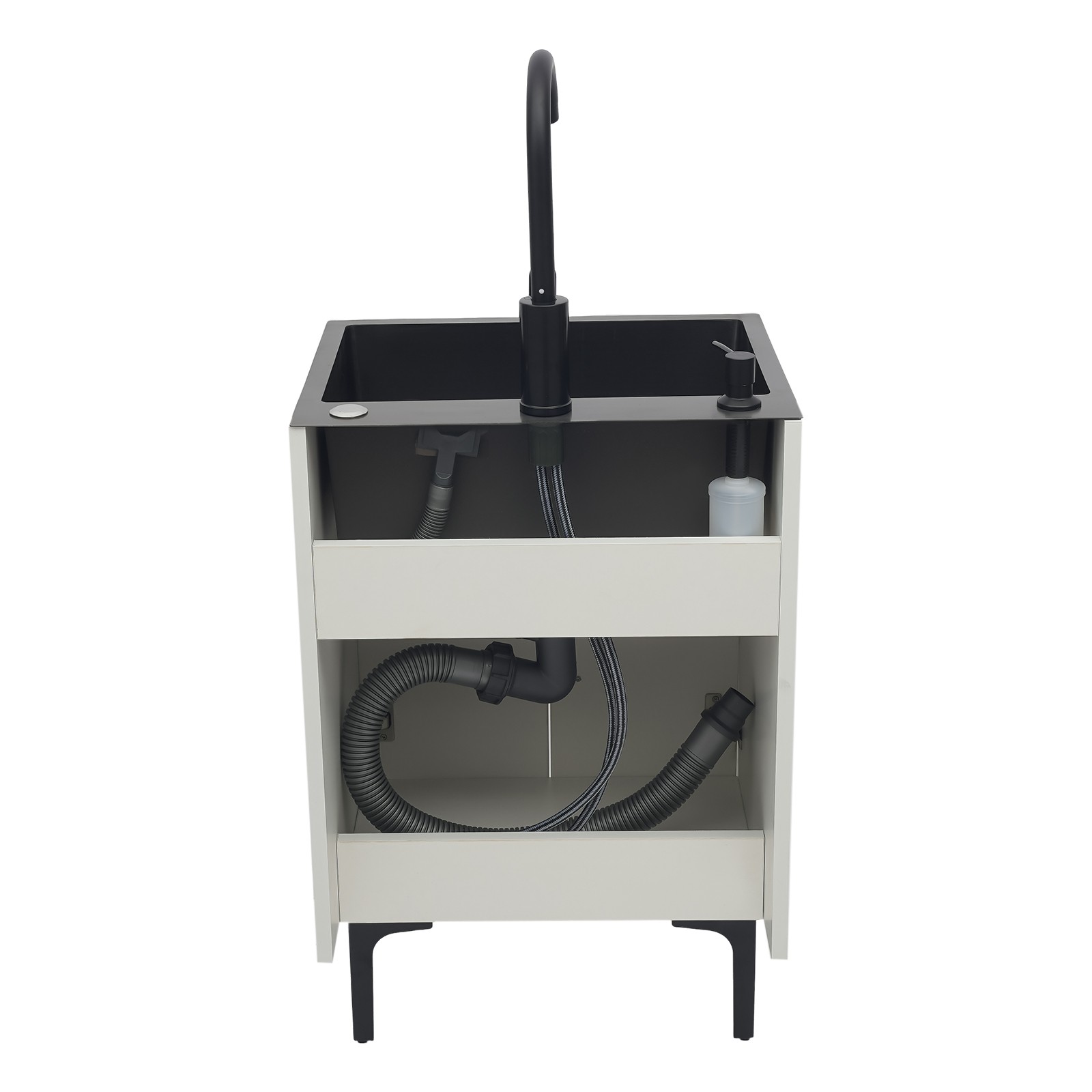 White Bathroom Vanity Cabinet Storage with Sink Combo with Drawers&Shelves