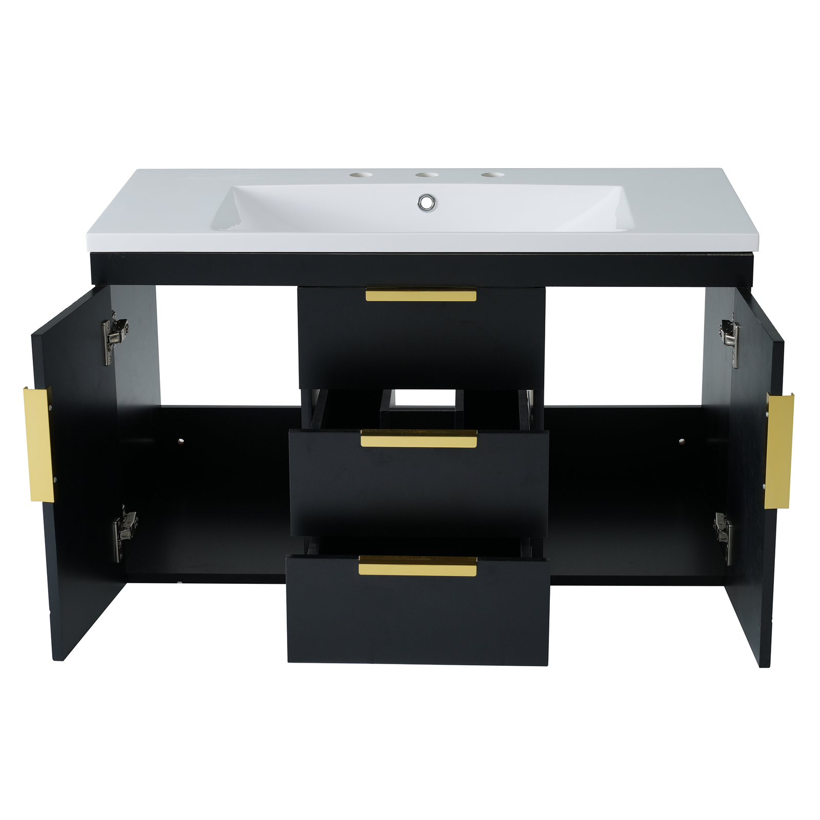 36″ Wall Mounted Bathroom Vanity w/Sink, Floating Vanity Cabinet 2 Drawers Doors