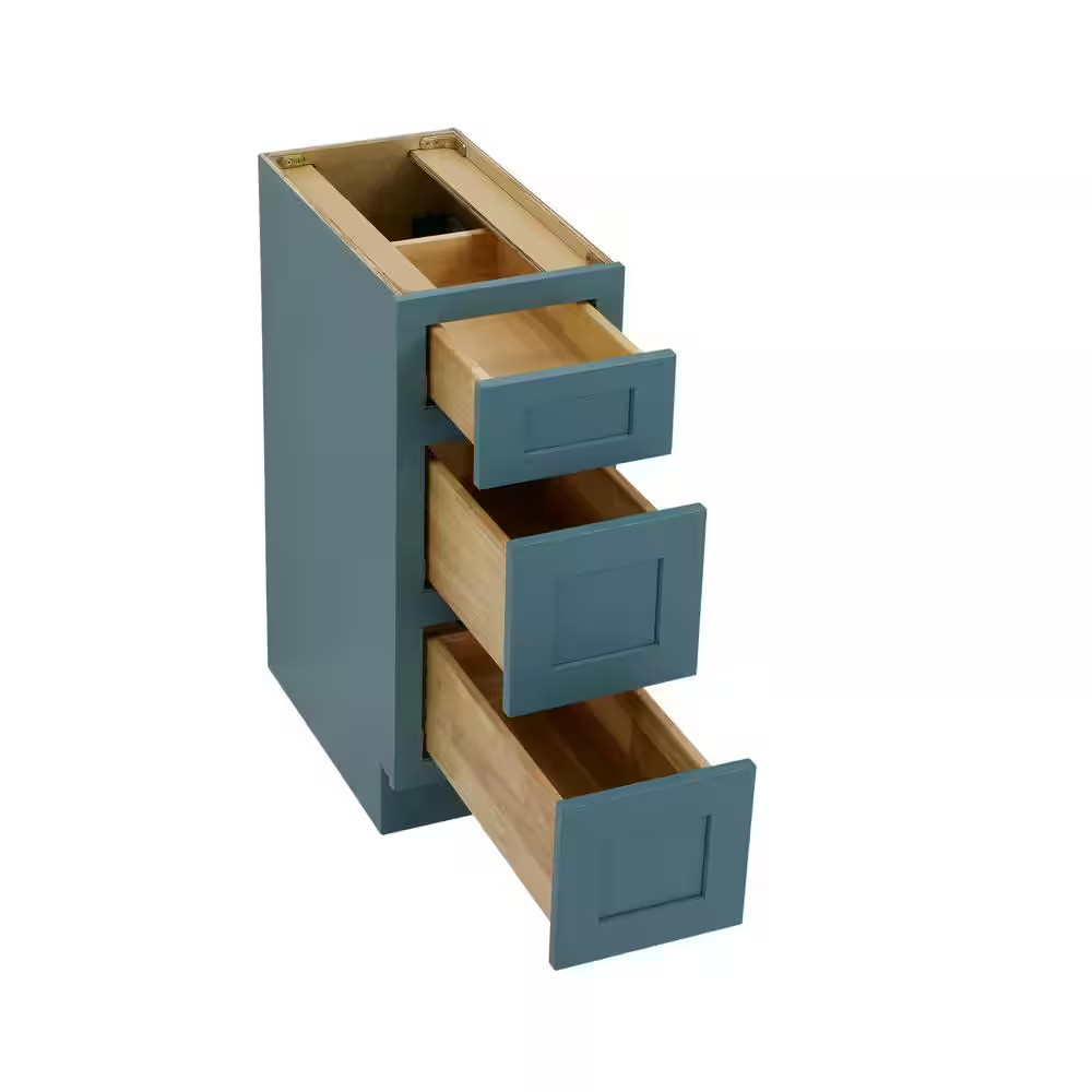 12 In. W X 21 In. D X 32.5 In. H 3-Drawer Bath Vanity Cabinet Only in Sea Green