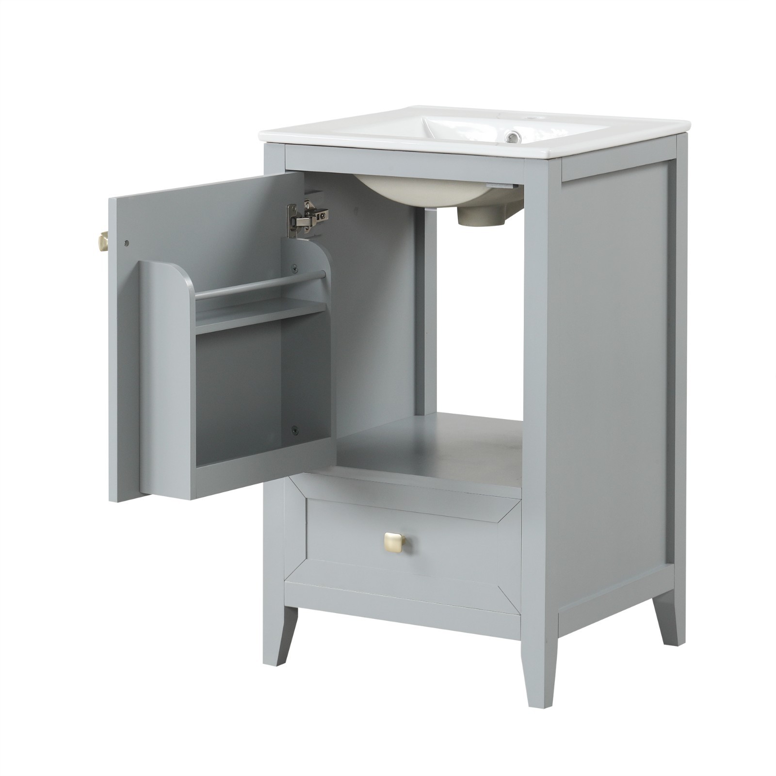 20″ Bathroom Vanity With Sink Storage Cabinet With Drawer Soft Closing Door