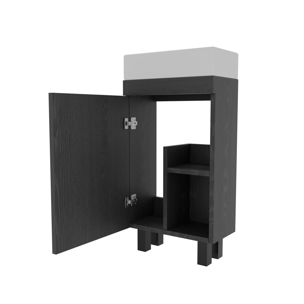 16″ Freestanding Bathroom Vanity with Sink for Small Spaces, Soft-Close