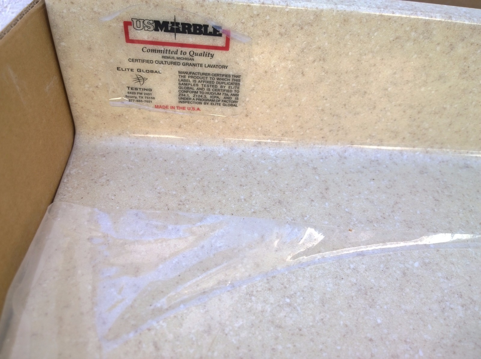 NIB Bath Premium CULTURED GRANITE Vanity Cabinet Top SINK 68″W x 22″/13″ D