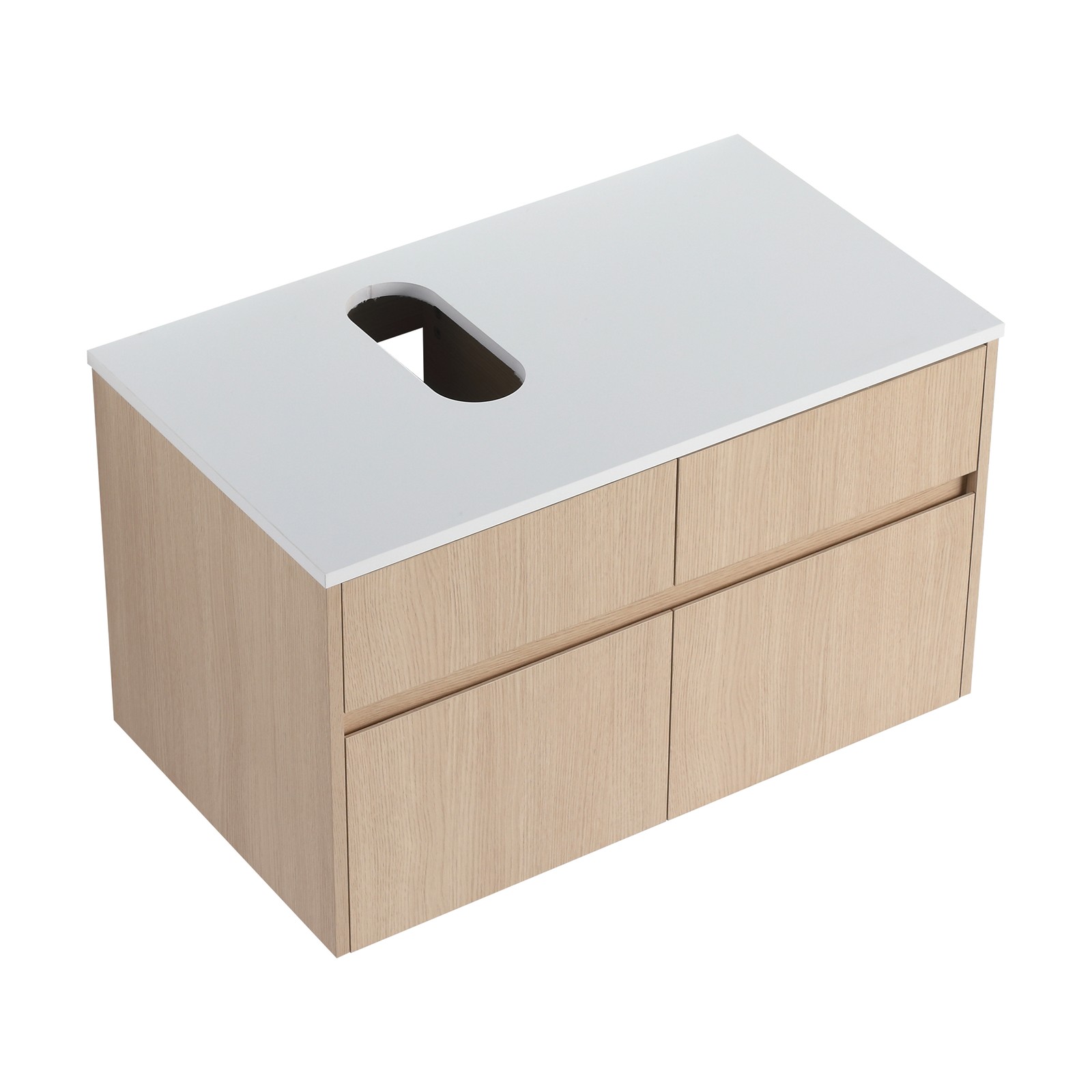 32″ Wall-Mounted Bathroom Vanity, 2 Doors & 1 Drawer, White Oak