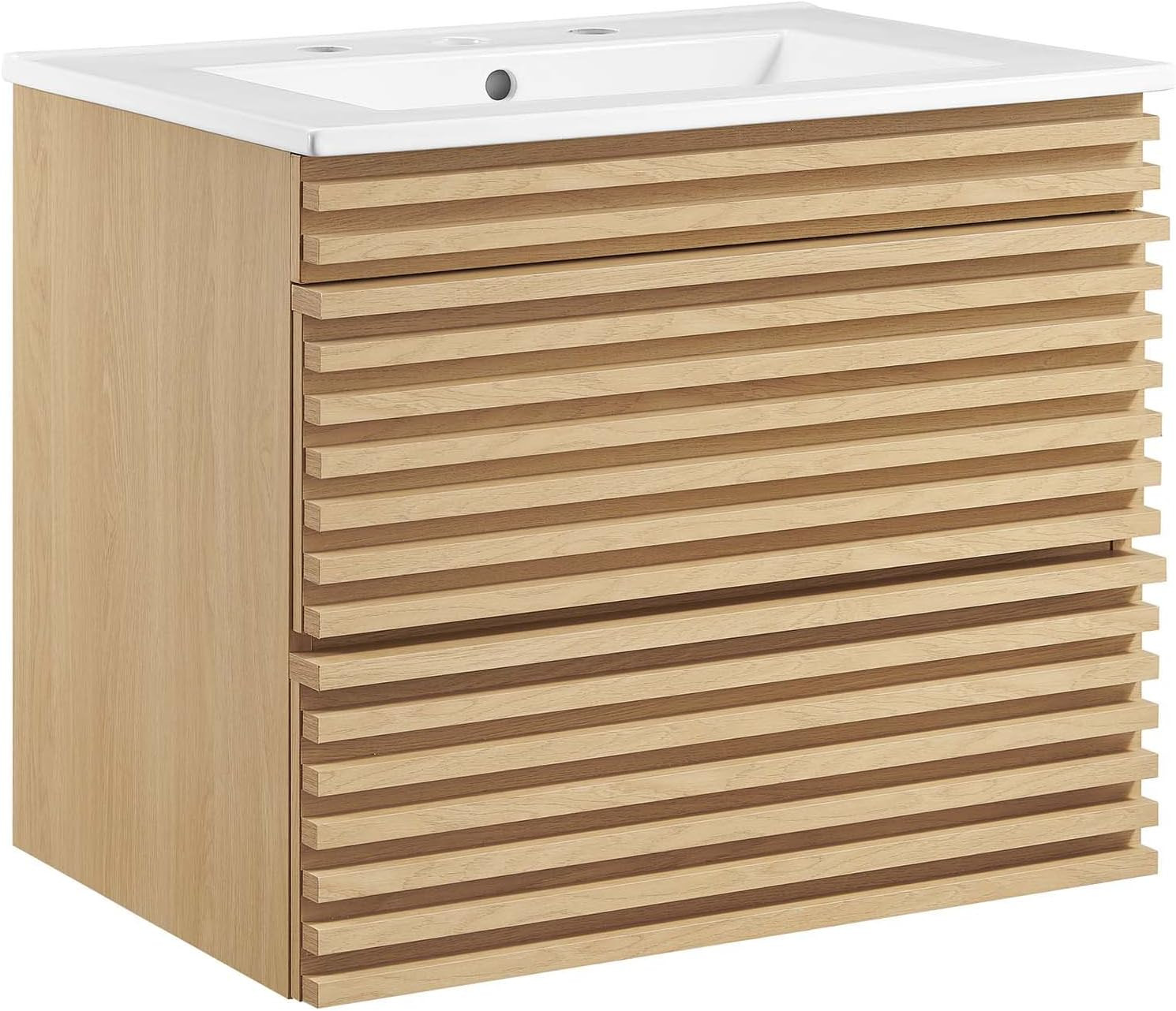 24″ Oak White Wall-Mount Bathroom Vanity for Modern Spaces
