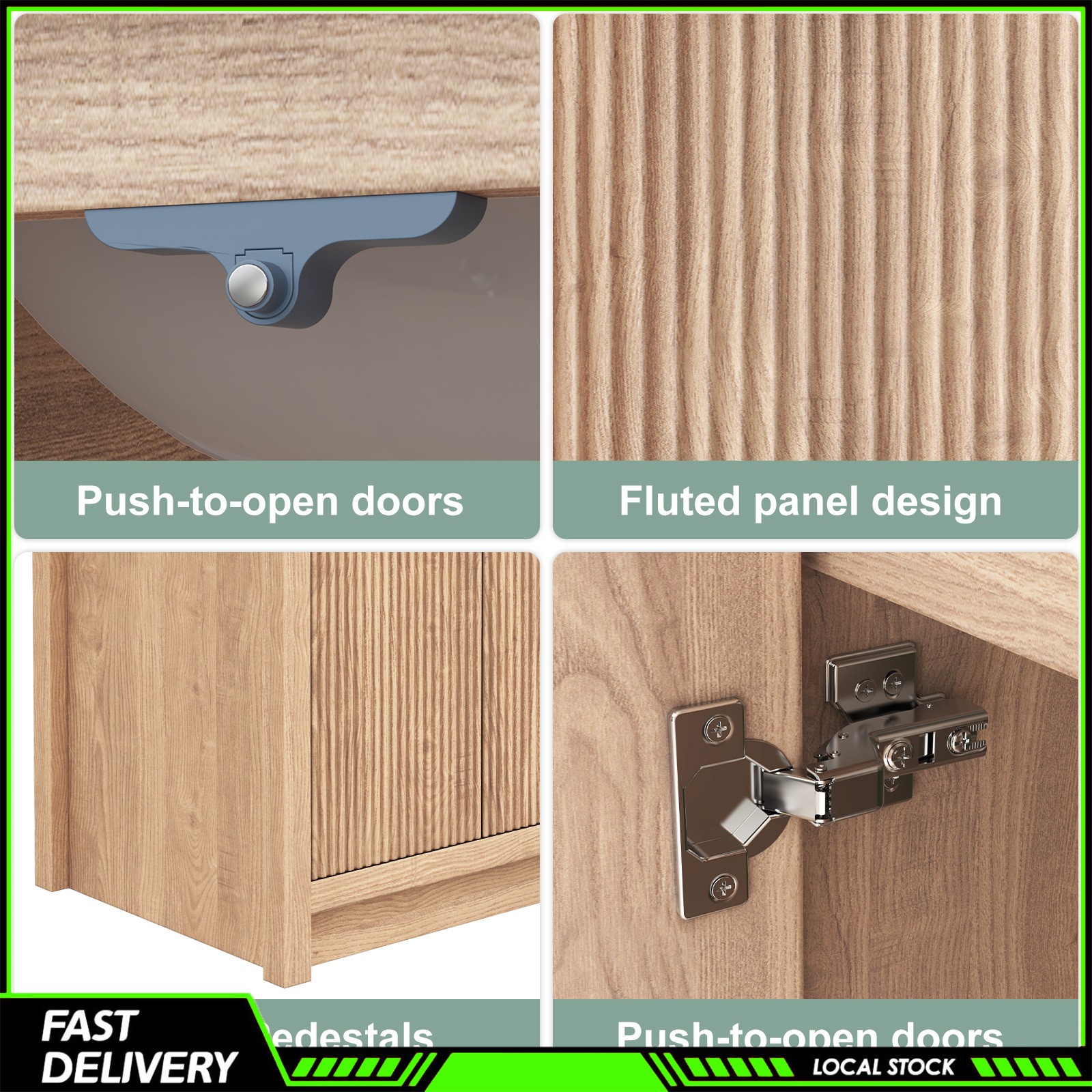 47″ Bathroom Vanity Double Ceramic Sink Freestanding Cabinet Storage With Door