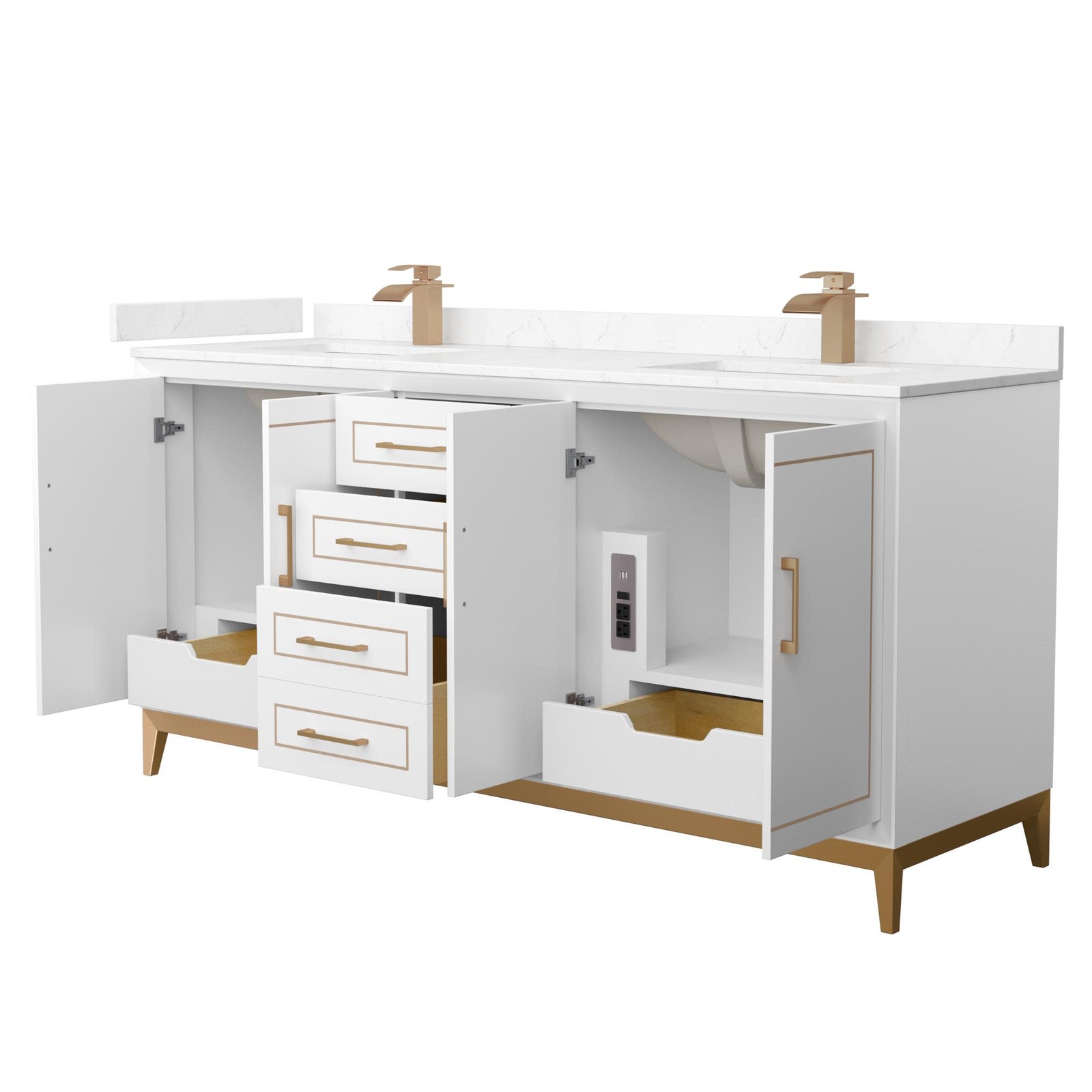 Wyndham Collection WCH515172D-VCA-UNSMXX Marlena 72″ – White / Carrara Cultured