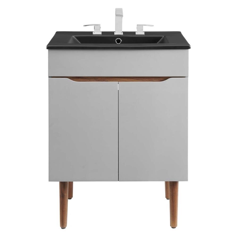Modway Harvest 24″ Modern Wood/Ceramic Bathroom Vanity in Gray