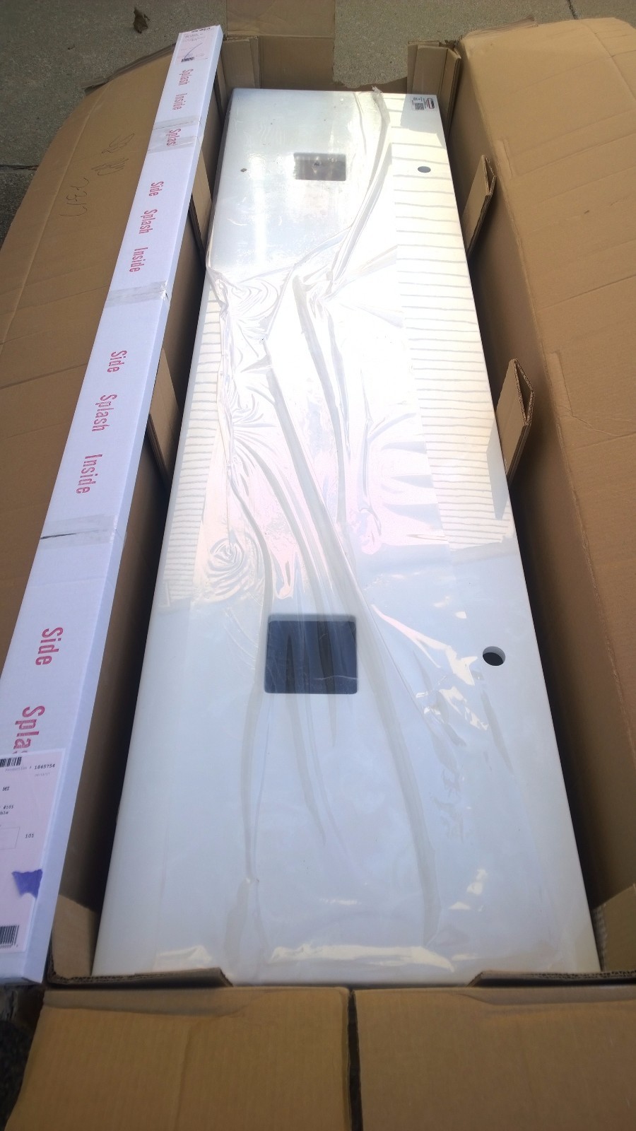 NIB Premium White CULTURED MARBLE VANITY TOP for Double Vessel Sinks 88″ x 22″