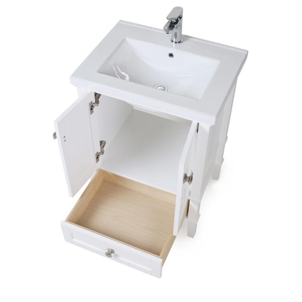 Pemberly Row Modern / Contemporary 34″ Bath Vanity in White Finish