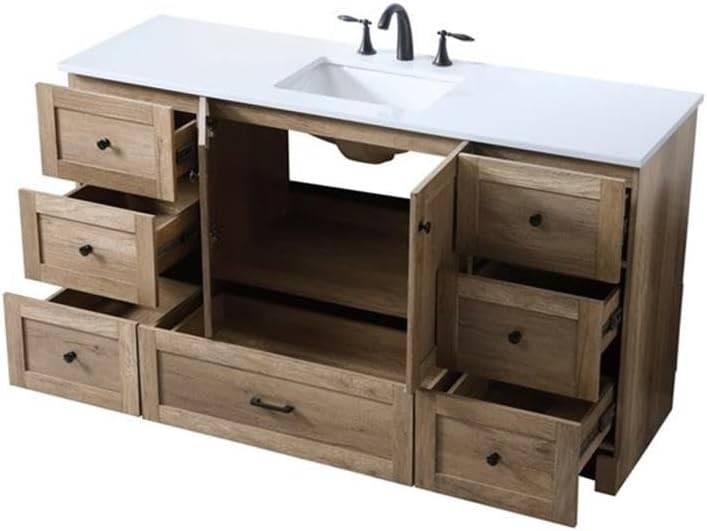 Elegant Kitchen and Bath 60 Inch SIngle Bathroom Vanity In Natural Oak
