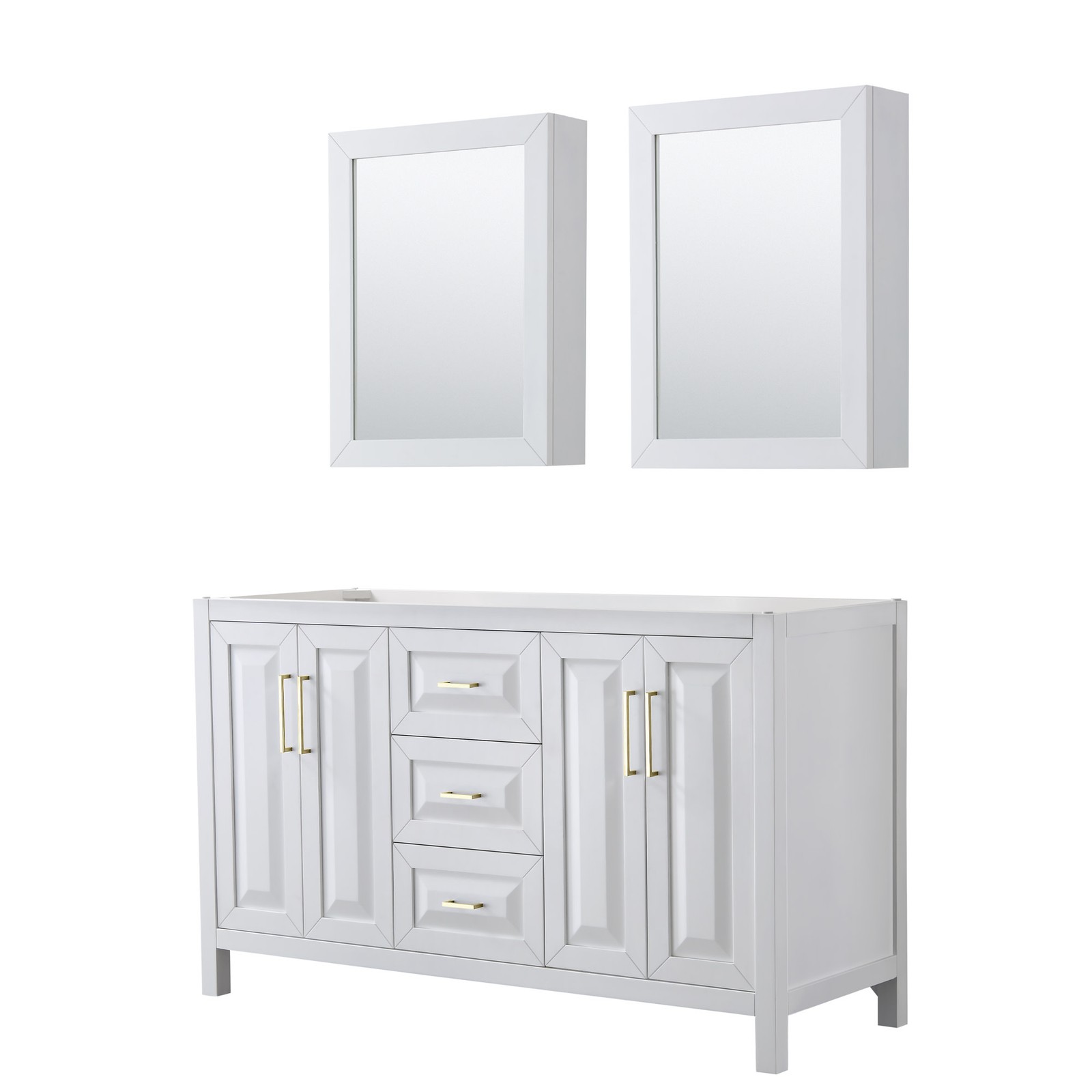 Wyndham Collection WCV252560DCXSXXMED Daria 59″ Double – White / Brushed Gold