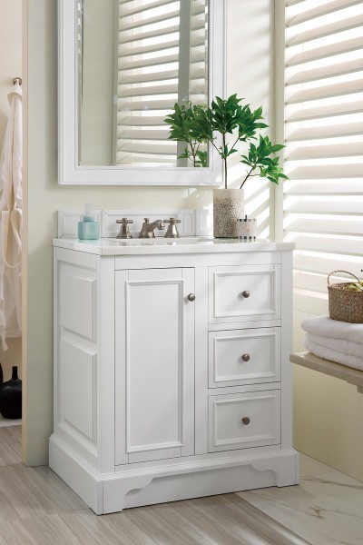 36″ James Martin De Soto 825-V36-BW-3WZ Vanity Cabinet White Zeus Silestone Top