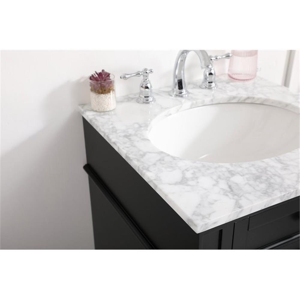 Elegant Decor Park Avenue 21″ Metal MDF Marble Single Bathroom Vanity in Black