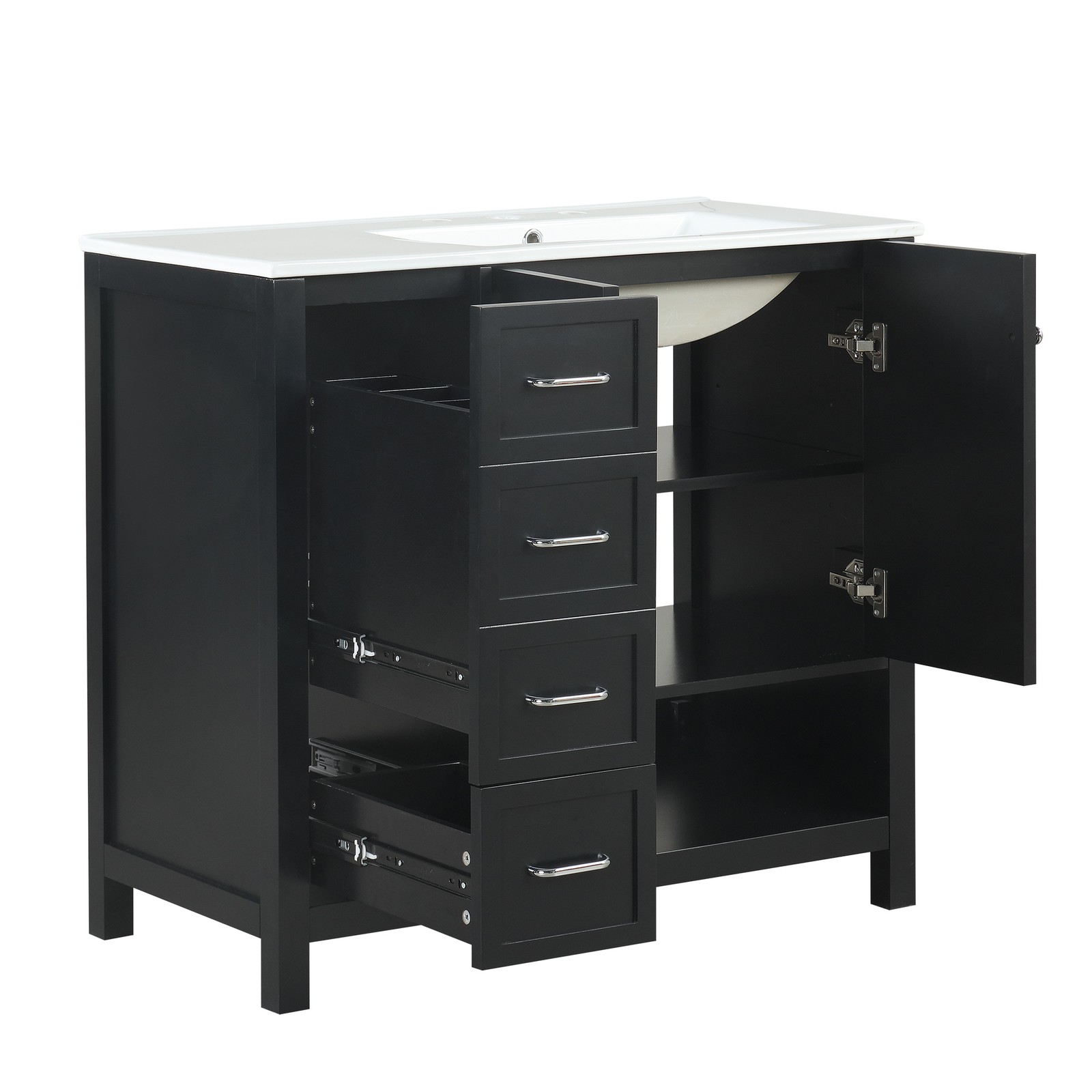 36″ Bathroom Vanity with Sink Top, Cabinet, Two Doors & Two Drawers