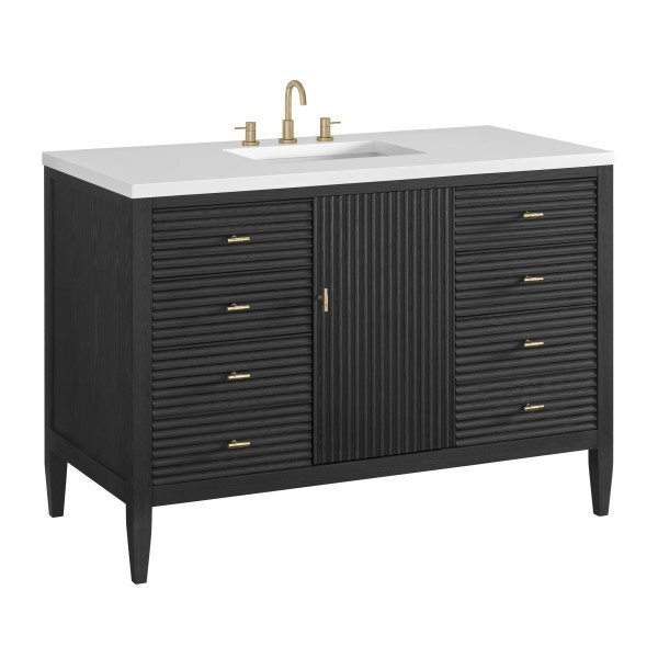 48″ James Martin Myrrin 485-V48-CBO-3WZ Vanity Cabinet White Zeus Silestone Top