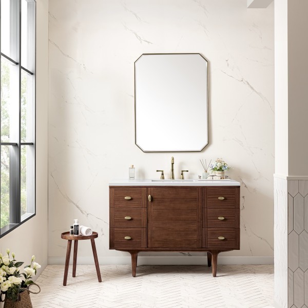 48″ James Martin Amberly 670-V48-WLT-3WZ Vanity Cabinet 3 CM White Zeus Top