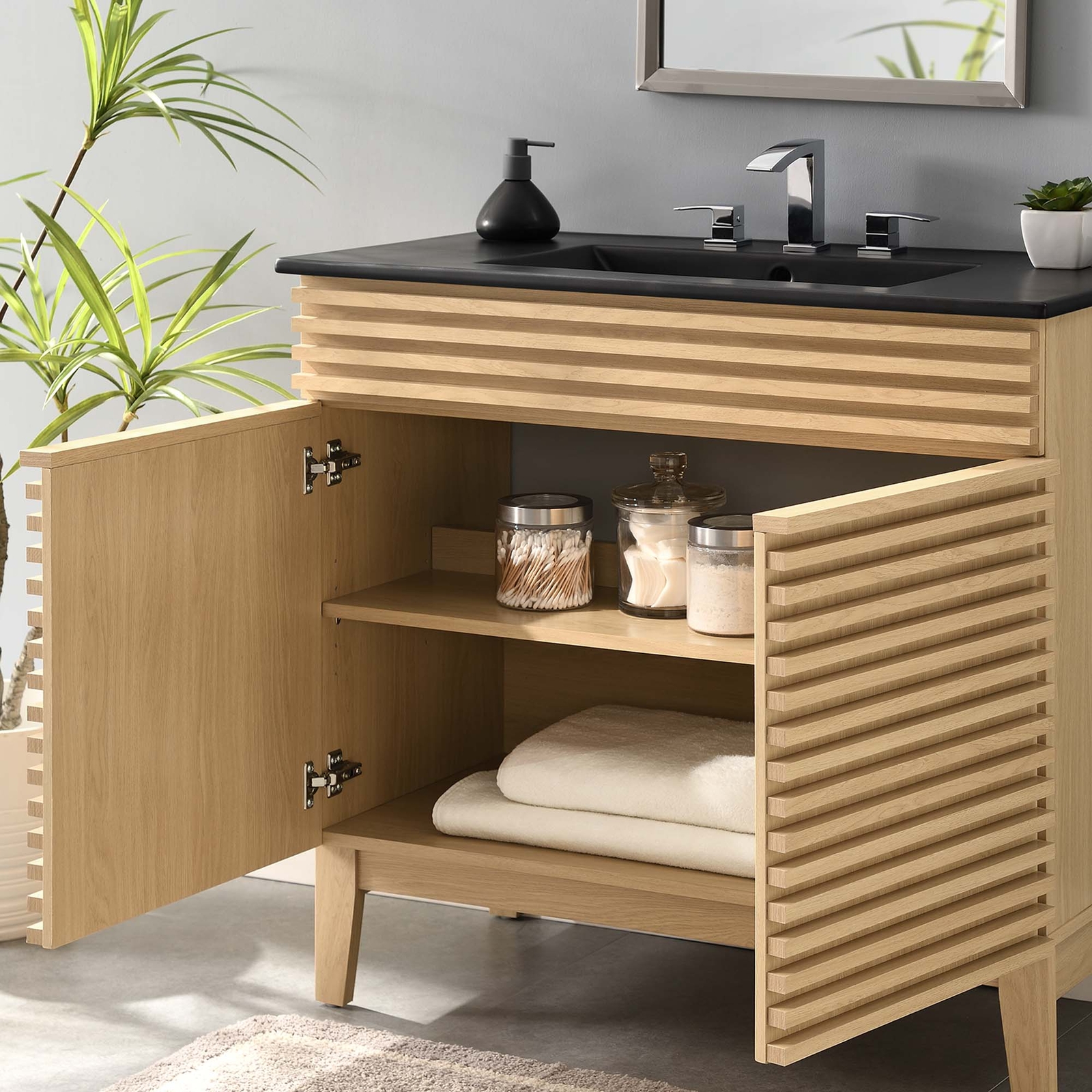 Modway Render 36″ Bathroom Vanity in Oak Black