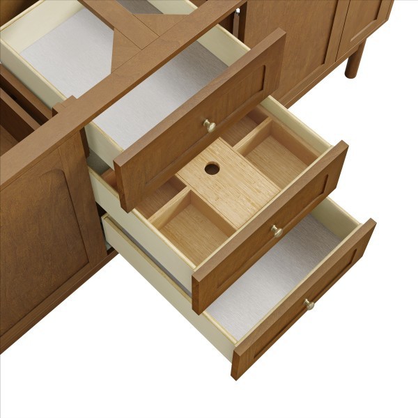 72″ James Martin Laurent 545-V72-HNO Double Vanity Cabinet Honey Oak