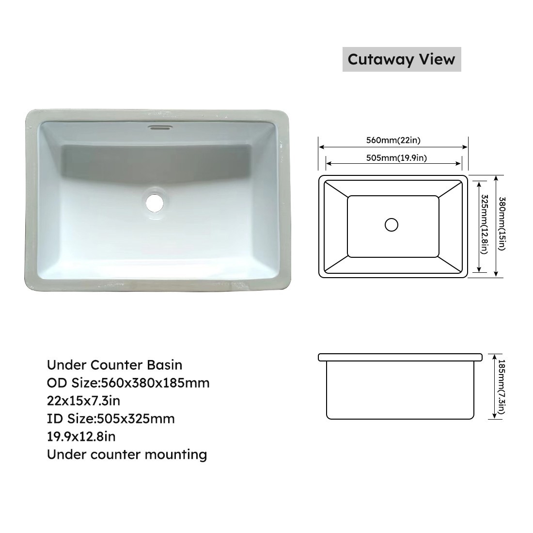 43″ Marble Vanity Top with Undermount Sink & Backsplash Carrara White