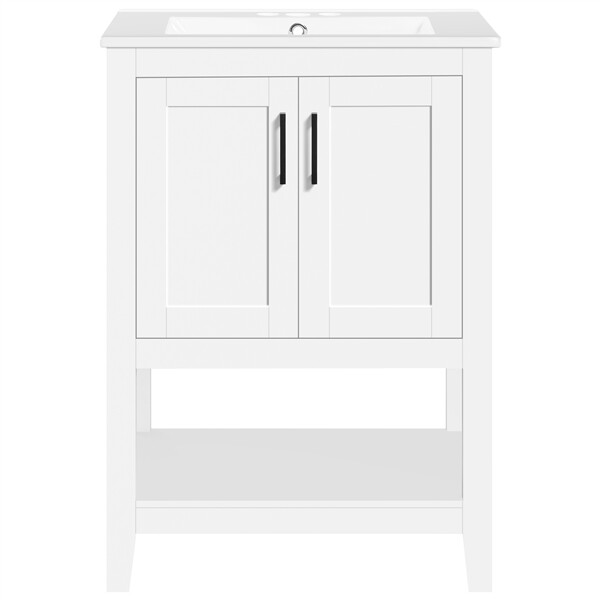 Bathroom Vanities Cabinet with Sink Combo Set 24x19x34 Inch for Bathroom, White