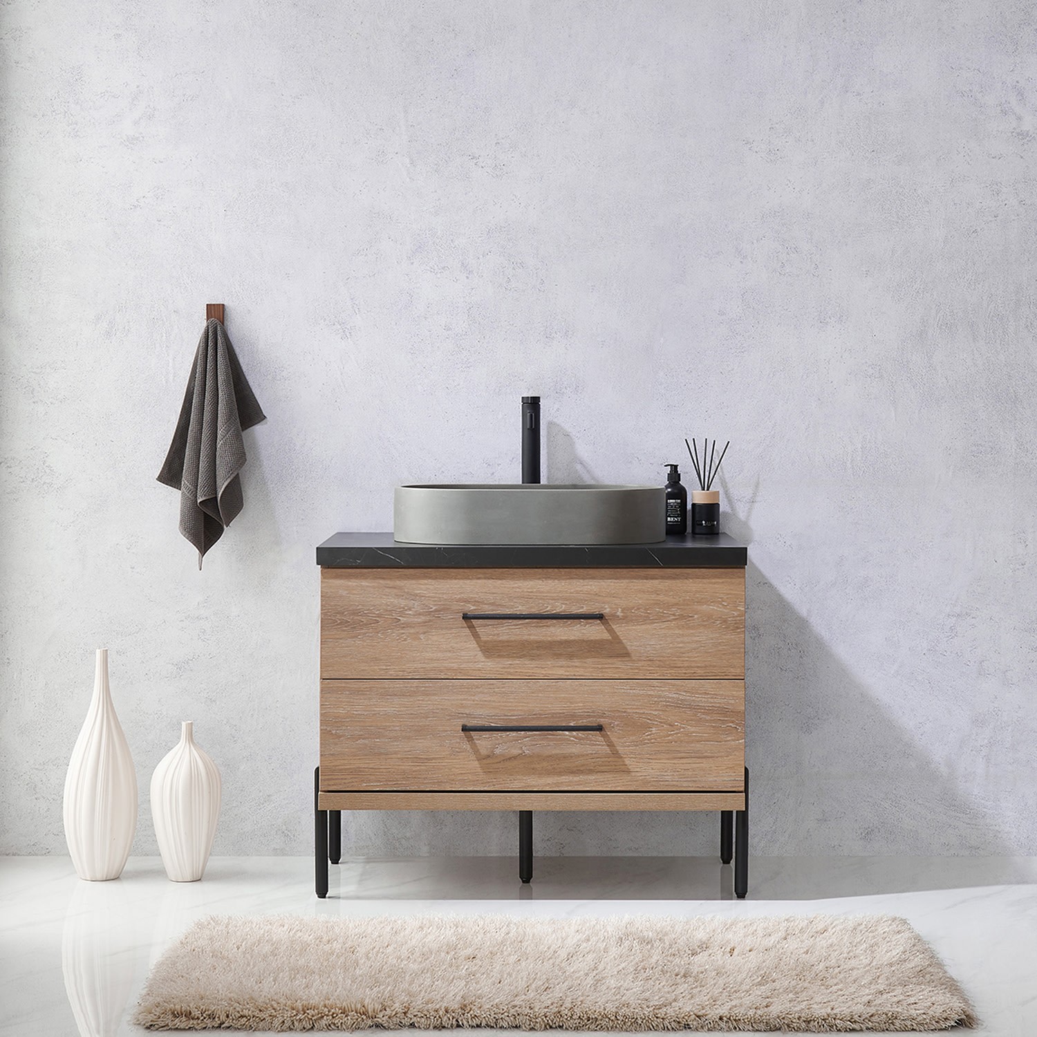 Miseno MV-NM-705136O Trento 36″ – North American Oak / Black