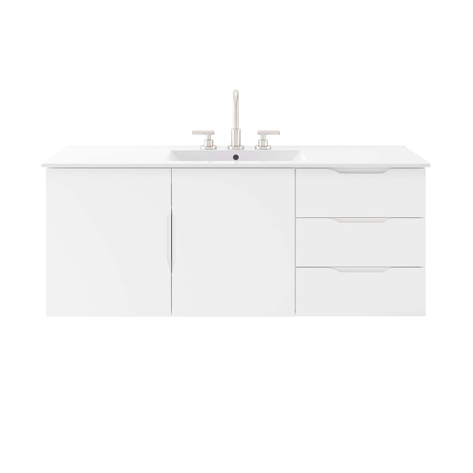 Modway Vitality 48″ Single Sink Wall-Mount Bathroom Vanity in White White