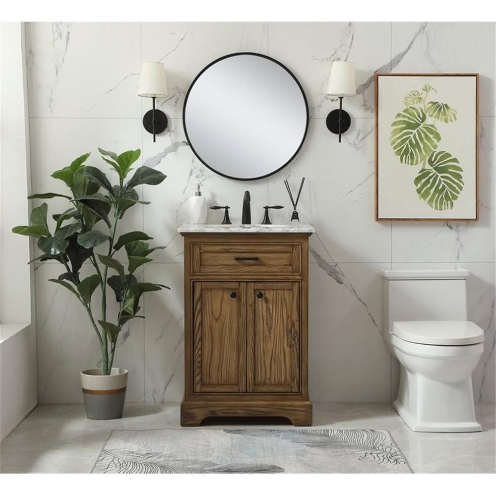 Elegant Decor Americana 24″ Aluminum Alloy Single Bathroom Vanity in Driftwood