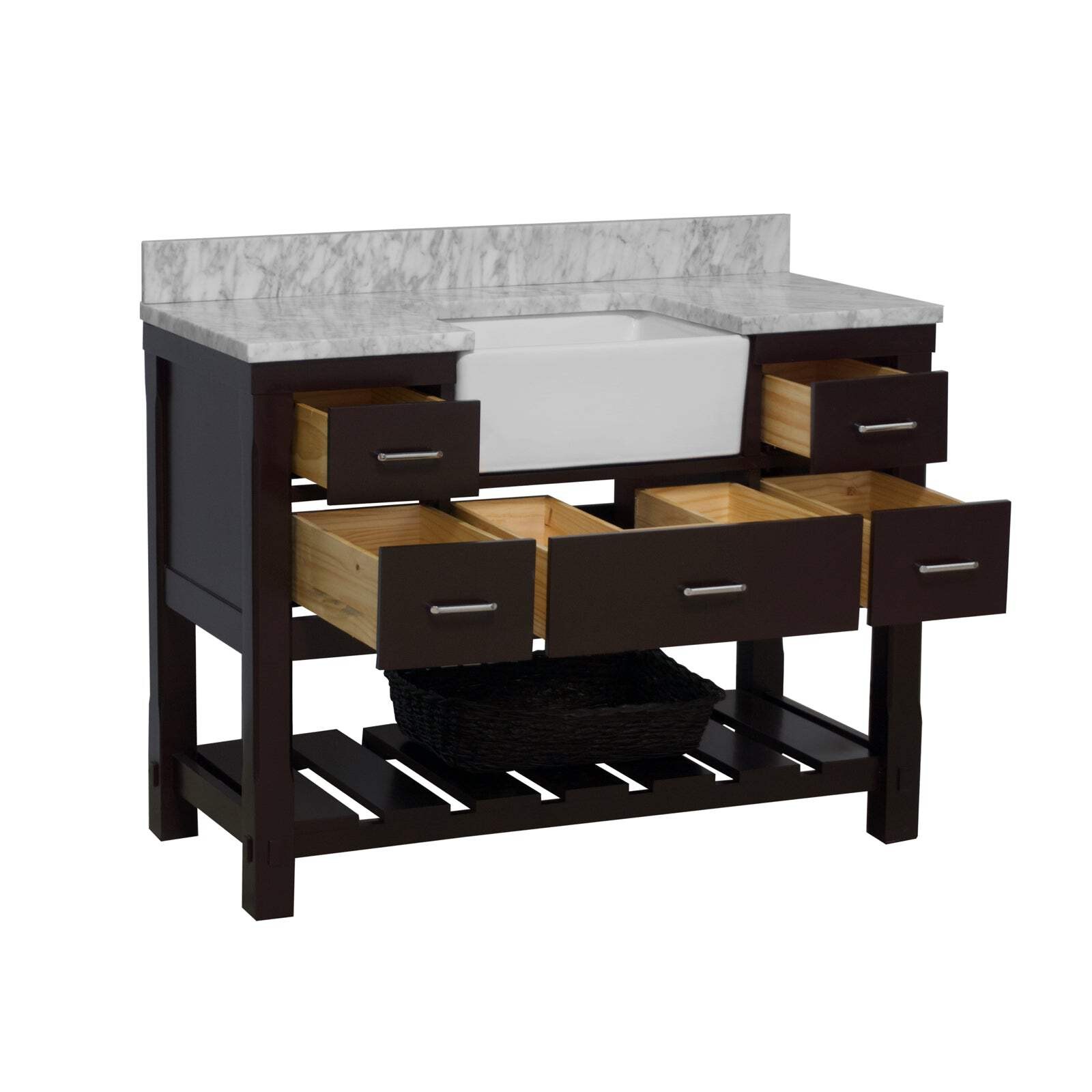 Charlotte 48-inch Farmhouse Vanity with Carrara Marble Top