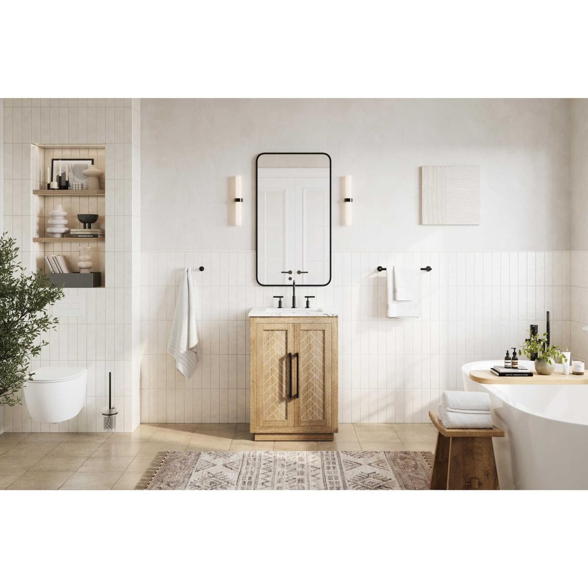 Elegant Lighting VF29024LO Chase 24 X 34 inch Linen Oak Bathroom Vanity Cabinet