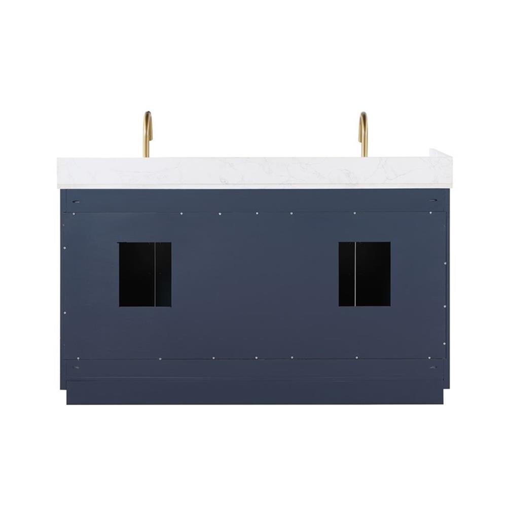 Gavino 60″ Wood Vanity in Royal Blue with Composite Stone Top and Mirror