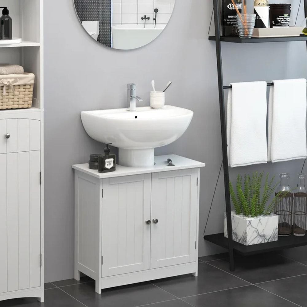 Non Pedestal Under Sink Bathroom Storage Vanity Cabinet Space Saver Organizer